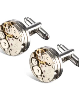 أزرار الأكمام الرجالية: تصميم ساعة دائرية (زوج واحد) - إكسسوار عصري