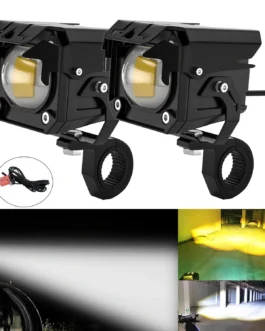 2 قطعة دراجة نارية LED مساعد عالي واطي شعاع ستروب ألوان مزدوجة الضباب ضوء الألومنيوم أشابة سلامة القيادة بقعة مصباح المصباح