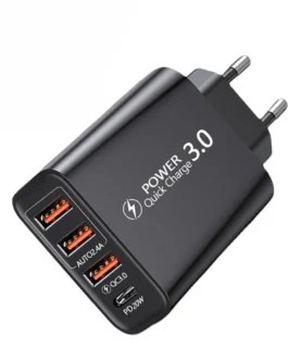 30W 4-Port USB PD شاحن Dual USB-A + USB-C PD3.0 QC4.0 + QC3.0 الدعم SCP FCP Fast شحن Wall شاحن محول