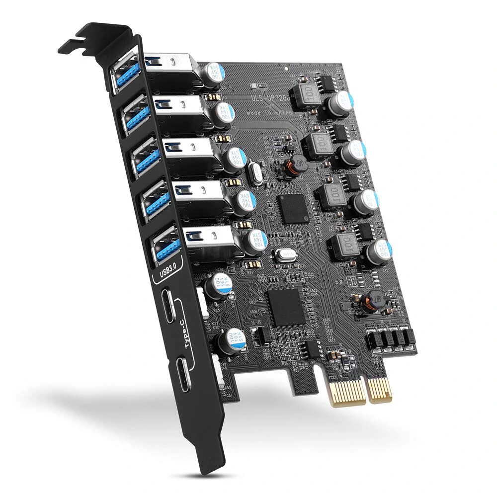 بطاقة USB3.0 PCIE عالية السرعة: محول 2 منافذ USB-A من النوع C + 5 لأجهزة الكمبيوتر المكتبية