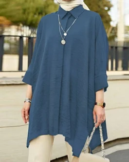 سترة قميص مخفية أنيقة مع طية صدر السترة لمظهر عصري