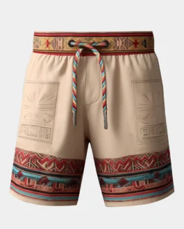 شورت طباعة المرقعة الرباط الخصر