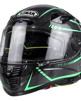 سومان 24K ألياف الكربون نيون خوذة دراجة نارية كامل الوجه موتو كاسكو موتور دراجة سباق Casque الدراجات Capacete سومان X7 - xl 3