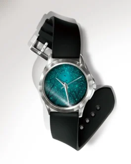 ساعة كوارتز مرصعة بالنجوم نايت سكاي للجنسين بمينا ألوان مائية وحزام PVC - طراز Miss White كاجوال